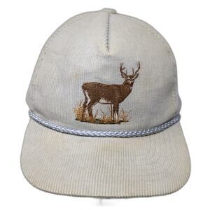 Embroidered Deer Snapback 5 Panel Cap Gray One Size Adjustable Rope Sportsmon